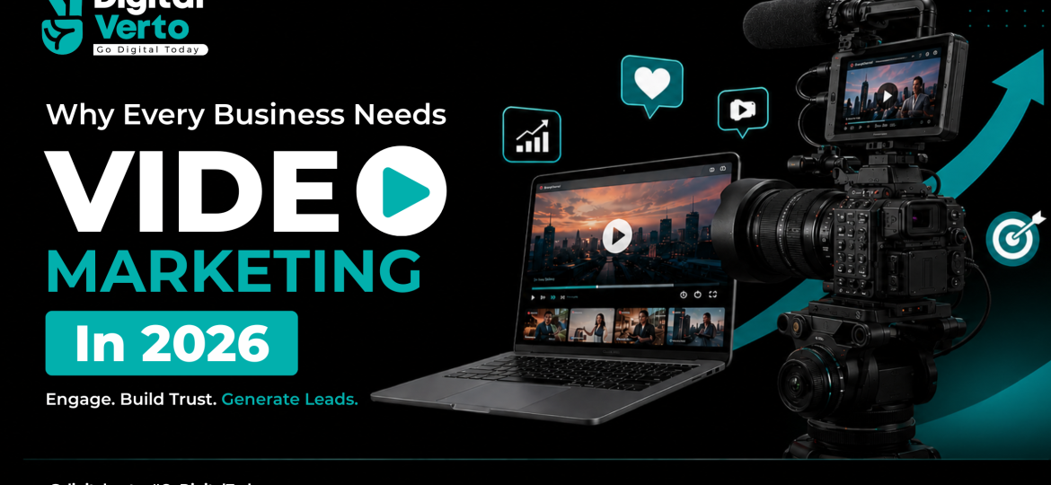 Professional video marketing services in India showcasing camera equipment, video production, social media content creation, and digital marketing strategy by Digital Verto in 2026.